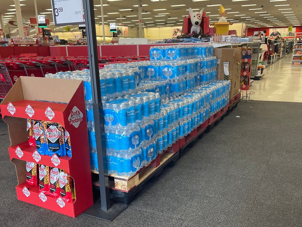 The Albany Target, as of early Tuesday afternoon, was fully stocked with water in preparation...