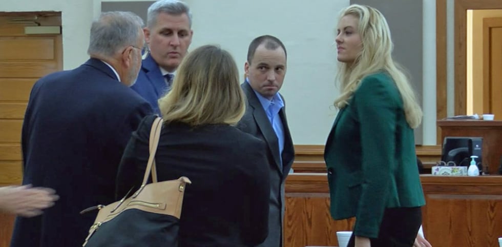 Ryan Duke with his lawyers in Ocilla, November 26, 2018