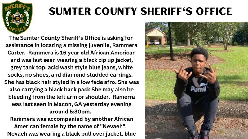 Rammera Carter, 16, was last seen in Macon on Tuesday.