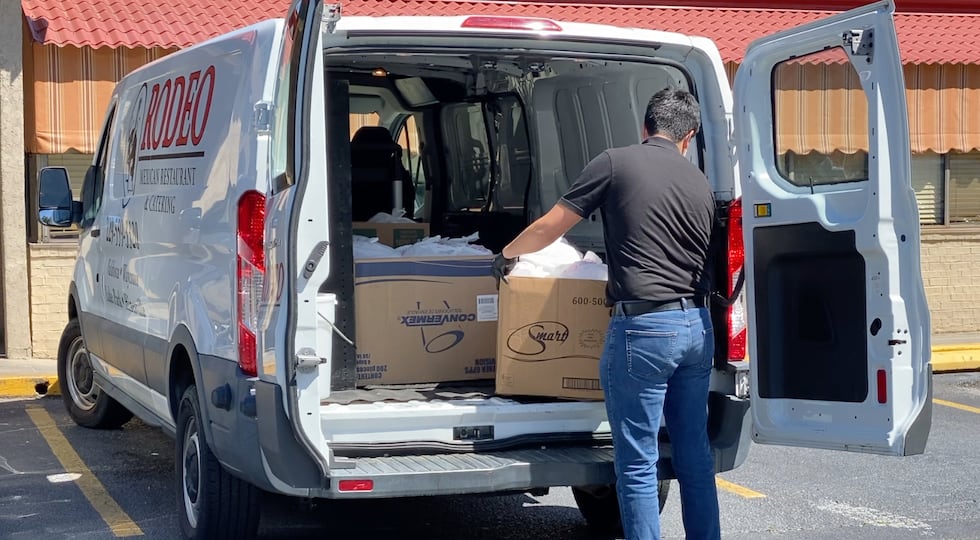 Feed the Frontlines donations from Rodeo Mexican Restaurant.