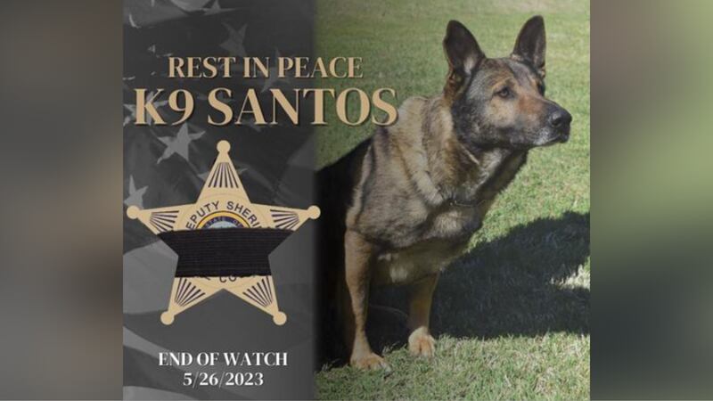 A police dog named Santos was shot and killed in North Carolina while searching for a suspect...