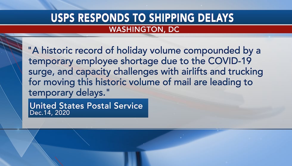 USPS posted the following statement about the delays.